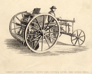 Garrett and Sons Improved Cleven Row Suffolk Lever Corn and Seed Drill by English School