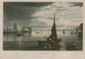 General View of Boats on the River Thames at Battersea by English School