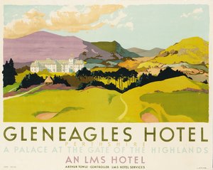 Gleneagles Hotel, poster advertising the LMS, 1924