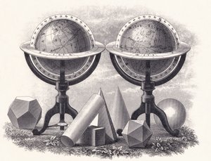 Globes of the Earth and the Heavens with Geometrical Forms by English School