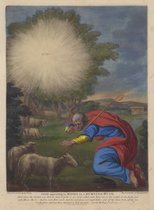 God appearing to Moses in a Burning Bush by English School
