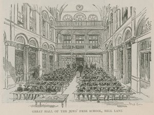 Great Hall of the Jews Free School, Bell Lane, London by English School