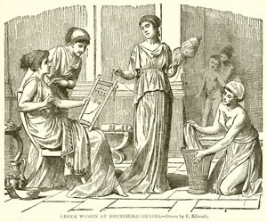 Greek Women at Household Duties by English School