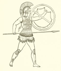 Greek Warrior Armed with Spear and Shield by English School