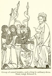 Group of Armed Knights, and a King in Ordinary Dress. Date, Temp Edward I by English School