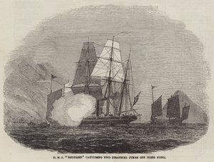 HMS "Reynard" capturing Two Piratical Junks off Hong Kong by English School