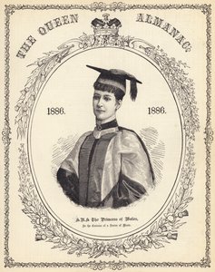 HRH the Princess of Wales, in the Costume of a Doctor of Music (engraving) by English School