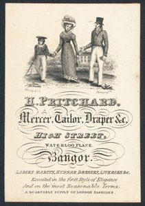 H Pritchard, mercer, tailor and draper, trade card by English School