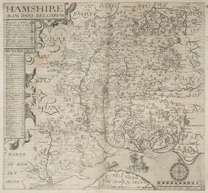 Hamshire, olim pars Belgarum. J. Norden descripsit. W. Hole sculp., from Camden