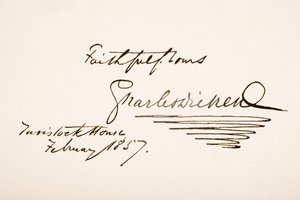 Handwriting and Signature of Charles Dickens by English School