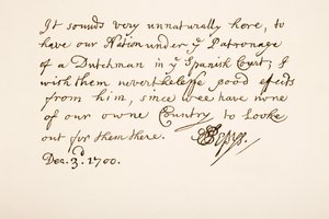 Handwriting and Signature of Samuel Pepys, 1700