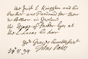 Handwriting and signature of Titus Oates, 1694