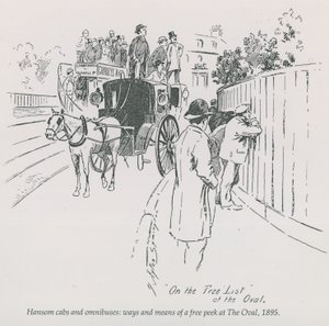 Hansom cabs and omnibuses - ways and means of a free peek at The Oval, 1895 by English School