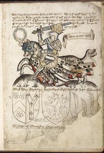 Henry VI on horseback, Coats of Arms in the time of Henry VI by English School