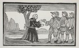 He bound the Abbot to a tree (illustration) by English School