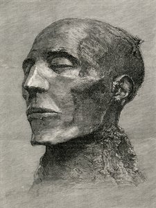 Head of the mummy of Menmaatre Seti I, also known as Sethos I, Pharaoh of Ancient Egypt, from The Worlds Inhabitants by G.T. Bettany, published 1888 by English School