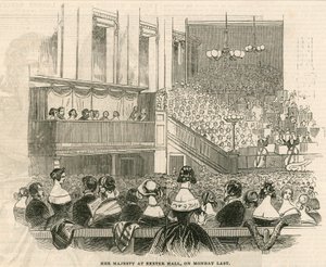 Her Majesty Queen Victoria at Exeter Hall, Strand, London by English School