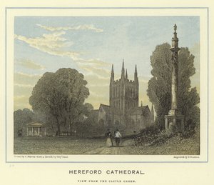 Hereford Cathedral, View from the Castle Green by English School