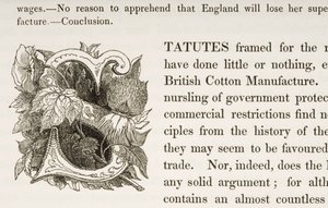 Historiated Initial S, from a Book on British Cotton Manufacturing by English School