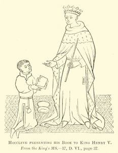 Hoccleve Presenting His Book to King Henry V by English School
