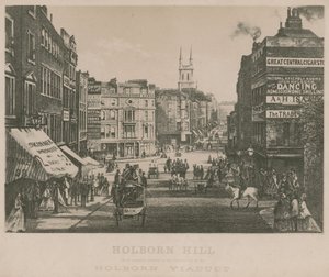Holborn Hill, as It Appeared Previous to the Construction of the Holborn Viaduct by English School
