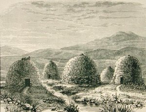 Huts in Uig in c.1880, from 