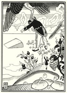 Illustration for the Adventures of Baron Munchausen (engraving) by English School