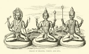 Images of Brahma, Vishnu, and Siva by English School