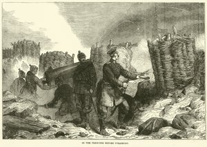 In the trenches before Strasburg, September 1870 by English School