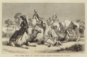India, Camel Riders of a Native Cavalry Regiment preparing for a March