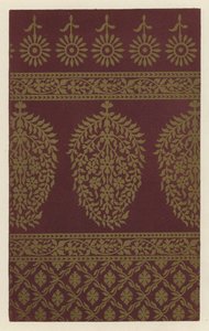 Indian Scarf in Purple Muslin, with Pattern in Gold Printing by English School