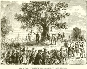 Indignation Meeting under Liberty Tree, Boston by English School