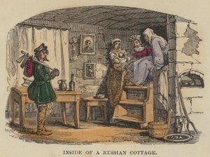 Inside of a Russian Cottage by English School