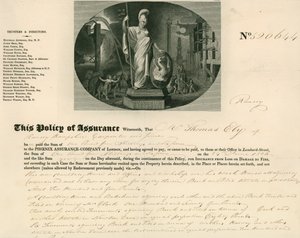Insurance policy for the Phoenix Assurance Company, London by English School