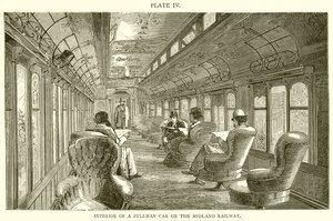 Interior of a Pullman Car on the Midland Railway by English School
