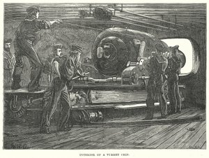 Interior of a Turret Ship by English School