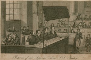Interior of the Sessions House, Old Bailey by English School
