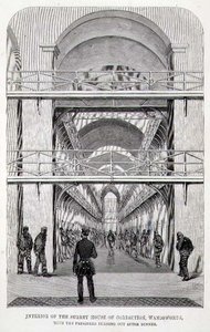 Interior of the Surrey House of Correction, Wandsworth, with the Prisoners Turning out after Dinner, from 