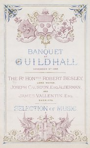 Invitation to a Banquet at the Guildhall, London, on 9 November 1869 by English School