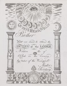 Invitation to attend a Masonic lodge meeting in Wigan by English School