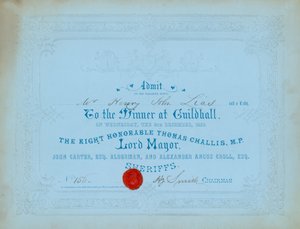 Invitation to Dinner at the Guildhall, London, on 8 December 1852 by English School