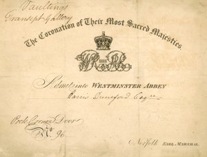 Invitation to the Coronation of King William IV and Queen Adelaide by English School