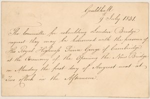 Invitation to the Opening of New London Bridge by English School
