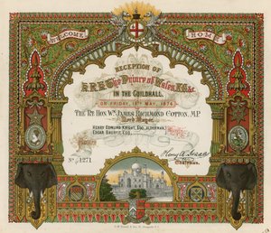 Invitation to the Reception of HRH The Prince of Wales at the Guildhall, London, on 19 May 1876 by English School