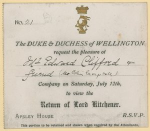 Invitation to View the Return of Lord Kitchener by English School