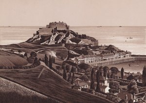 Mount Orgueil Castle and Gorey Harbour, Jersey, Channel Islands by English School