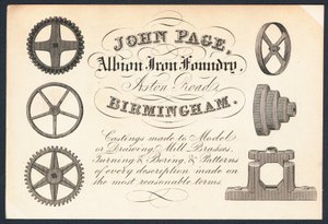 John Page, Albion Iron Foundry, Trade Card by English School