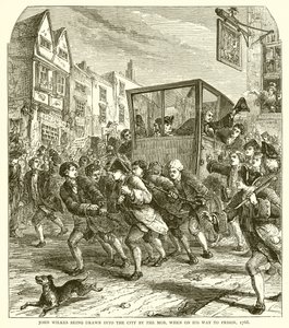 John Wilkes being drawn into the City by the Mob, when on his Way to Prison, 1768 by English School