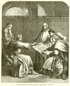 John Refusing to Sign the Articles of the Barons by English School