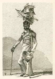 Joseph Johnson, a Black Sailor, with a Model of the Ship Nelson on His Cap by English School
